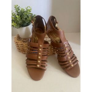 Ivanka Trump Women's Studded Gladiator Caged High Heel Sandals Brown Size 7.5
